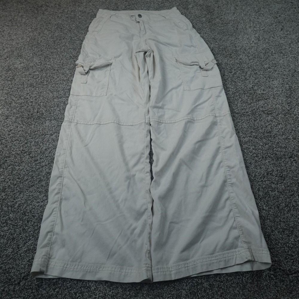 American Eagle Pants Womens 2 Beige High Rise Baggy Wide Leg Cargo Stretch Rave